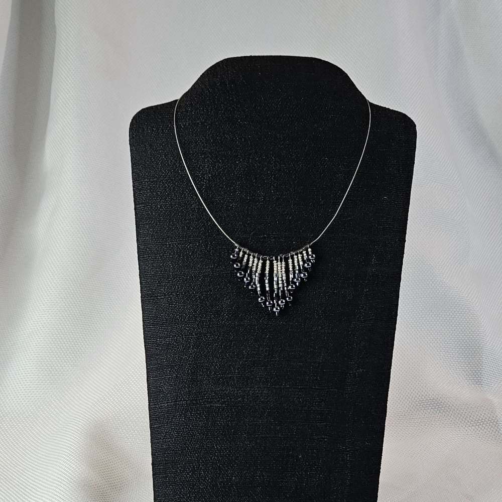 Guess Fringe Beaded Wire Necklace Vintage Y2k